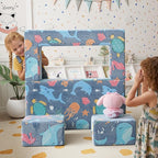 MeMoreCool Mermaid Glow-in-the-Dark Kids Play Couch, Denim Mermaid Modular - Image 2