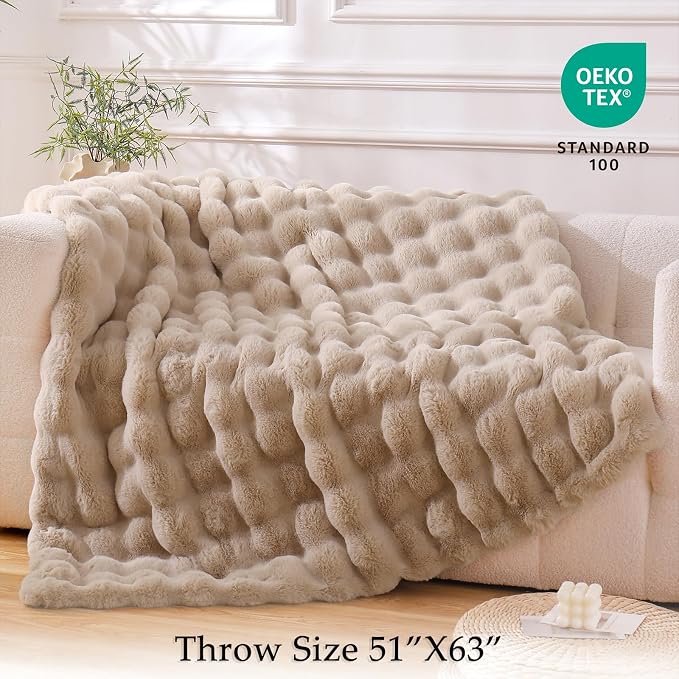 BENVWE Faux Fur Throw Blanket for Couch - Image 2
