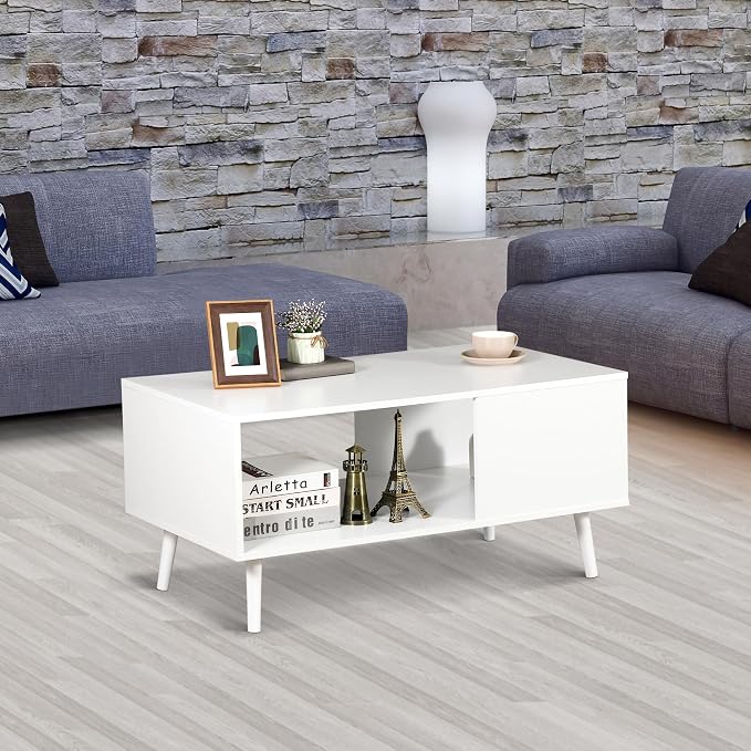 ZenStyle Mid Century Modern Coffee Table, Wooden Retro Coffee Table - Image 6