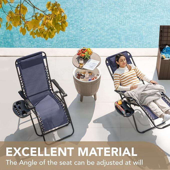 Devoko Patio Zero Gravity Chair Outdoor Folding Adjustable Reclining Chairs - Image 4