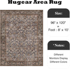 8x10 Brown Blue Vintage Floral Washable Area Rug - Image 2