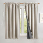 NICETOWN Natural Short 100% Blackout Curtains 63" Lenghth Burg by NICETOWN
