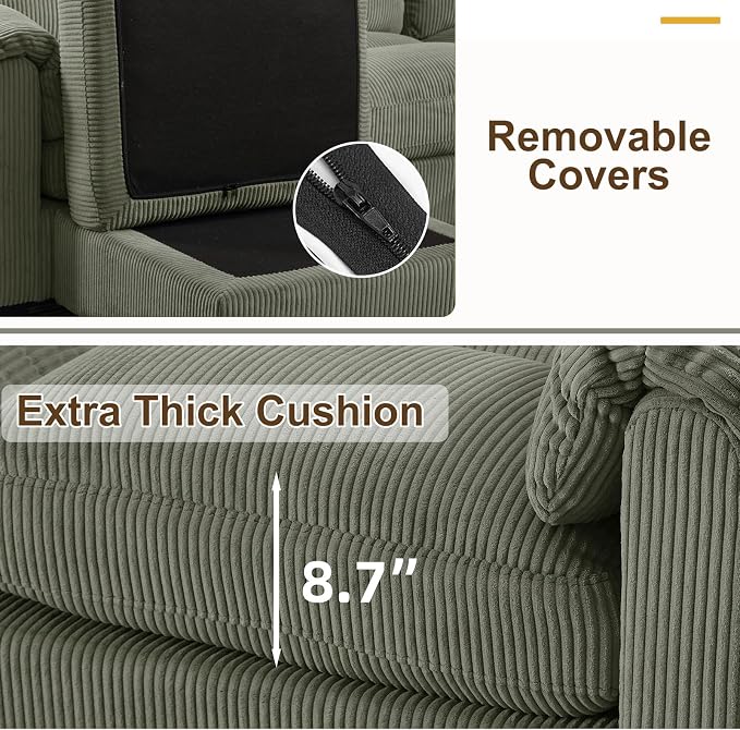 HAOMARKETS Corduroy Sofa Set, Upholstered Armchair and Loveseat - Image 6