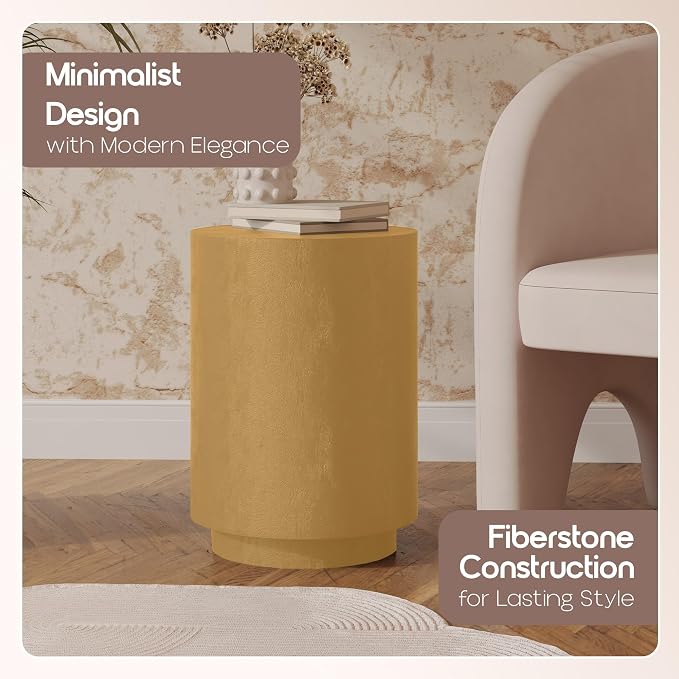 LeisureMod 14” Wide Round Side Table in Fiberstone - Image 7