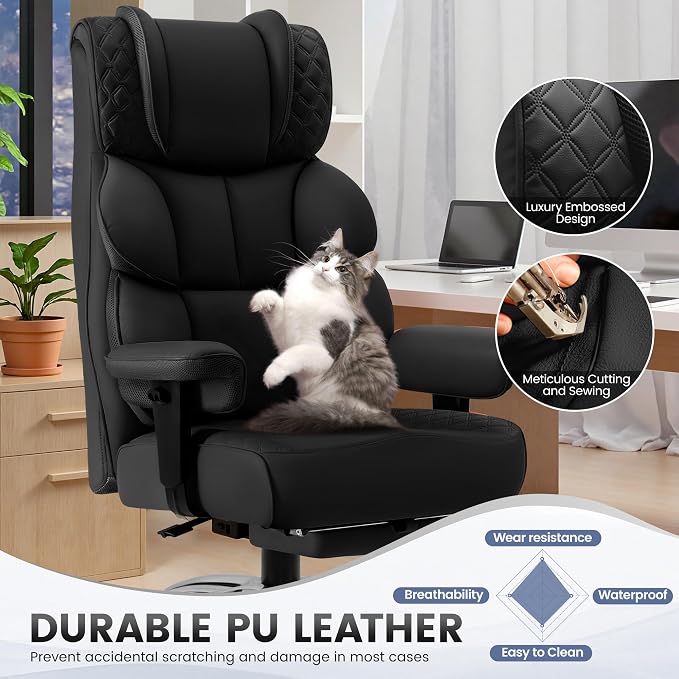 BestGlory Office Desk Chair, Big and Tall Leather Gaming Chair - Image 4