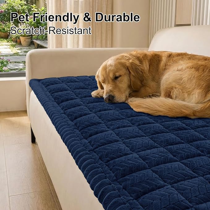 Smiry Couch Cover for Dogs, Non Slip Fuzzy Pet Sofa Arm Covers Washable | Sofa - Image 2