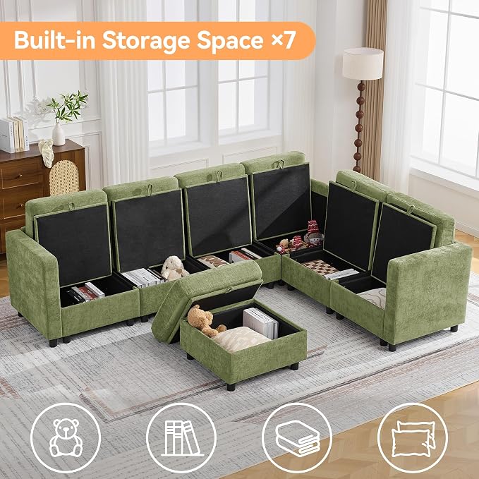 104'' V Shaped Modular Sofa, Sectional Couch - Image 3
