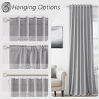 Grey 100% Blackout Curtains 90 Inch Length 2 Panels Set - Image 6