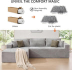 108" Boneless Couch Modular Sectional Sofa, L-Shaped Couch - Image 6