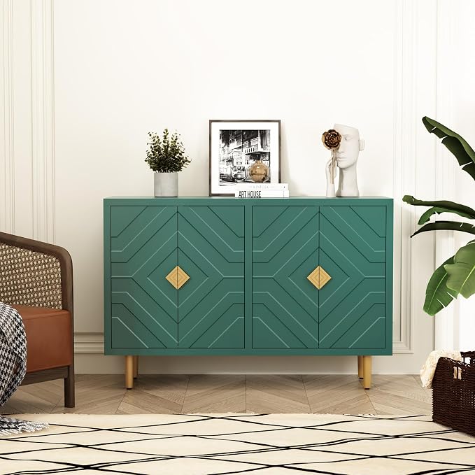 HLR 48" Accent Cabinet with 4 Doors and Shelves, Modern Sideboard Buffet - Image 3
