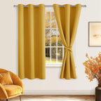 Blackout Curtains for Bedroom, Mustard Yellow 38 x 72 Inch 2 Panels | Light - Image 8