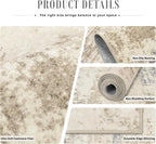Area Rug Living Room: 6x6 Modern Washable Soft Carpet Beige Brown | - Image 7