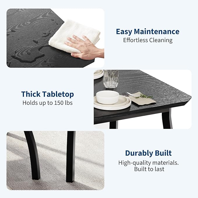Dining Table for 4, 3-Piece Kitchen Table Set for 4 - Image 3