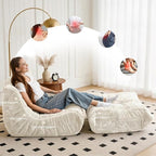 Bean Bag Ottoman, Memory Foam Lazy Bean Bag Sofa, Fireside Chair Foot Rest - Image 6
