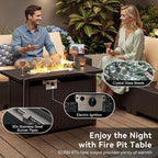 Aoxun Patio Furniture Set with 44'' Fire Pit Table, Widen Armrests Wicker - Image 9
