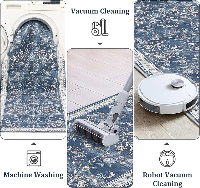 Yamaziot 2x5 Washable Hallway Runner Rug Non Slip Floral Carpet, Stain Resistant - Image 5