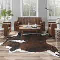 Faux Cowhide Rug, Animal Cow Hide Rug, 4.6 x 5.2 Ft Black and Brown | Premium by AROGANAREARUG