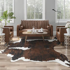 Faux Cowhide Rug, Animal Cow Hide Rug, 4.6 x 5.2 Ft Black and Brown | Premium by AROGANAREARUG