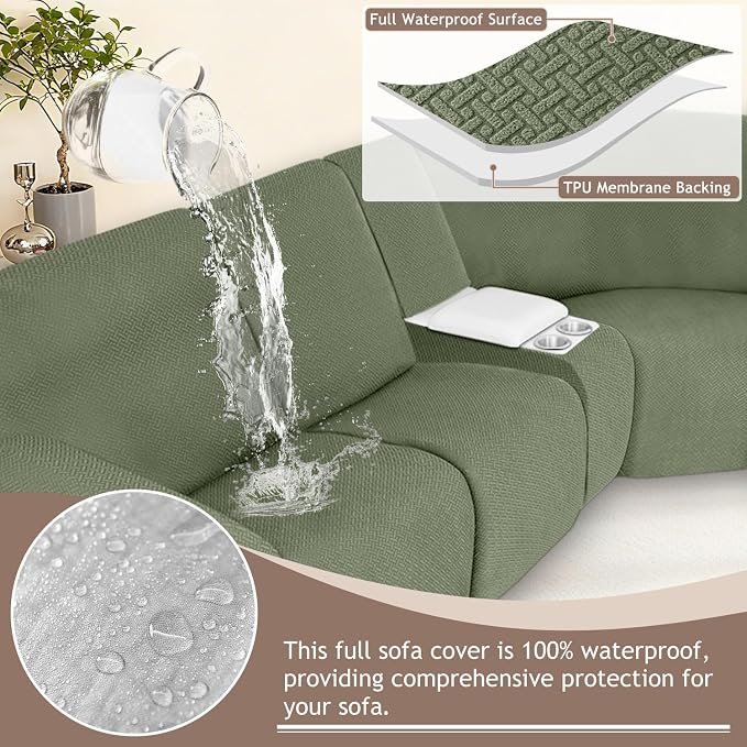 ALIECOM 100% Waterproof Recliner Sectional Couch Covers L Shape Stretch Corner - Image 4