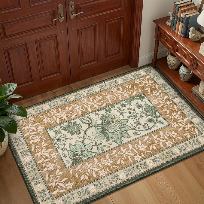 GarveeHome Terracotta Olive Sage Green Area Rugs 9x12 Living Room, Botanical - Image 5
