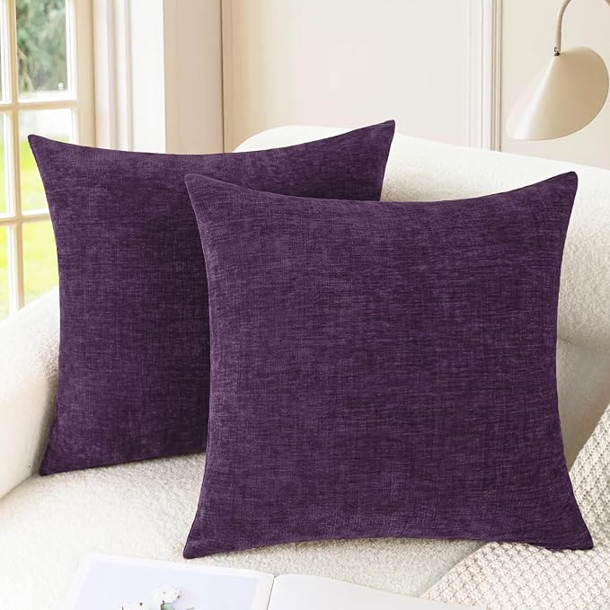 CaliTime Decorative Couch Throw Pillow Covers 24 X 24 Inches Plum Purple | Pack by CaliTime