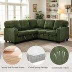 L-Shaped Sectional Couch with Storage and Pull Out Bed, Convertible Sofa Bed - Image 9