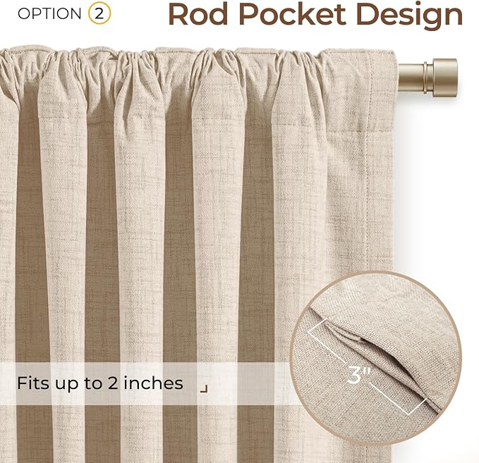INOVADAY 100% Blackout Linen Curtains - Image 4