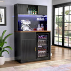 GDLF 72" Tall Bar Cabinet with Fridge Space, Fluted Coffee Liquor Hutch Cabinet - Image 8