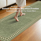 Faux Linen Washable Runner Rug Absorbent Surface 2x6 Moss Green | Non-Slip TPR - Image 5