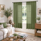 BGment Olive Green Linen Curtains 63 Inches Long - Image 2