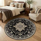 RELEANY Washable Area Rug, Round 4ft, Water Repellent, Pet Friendly, Vintage by RELEANY