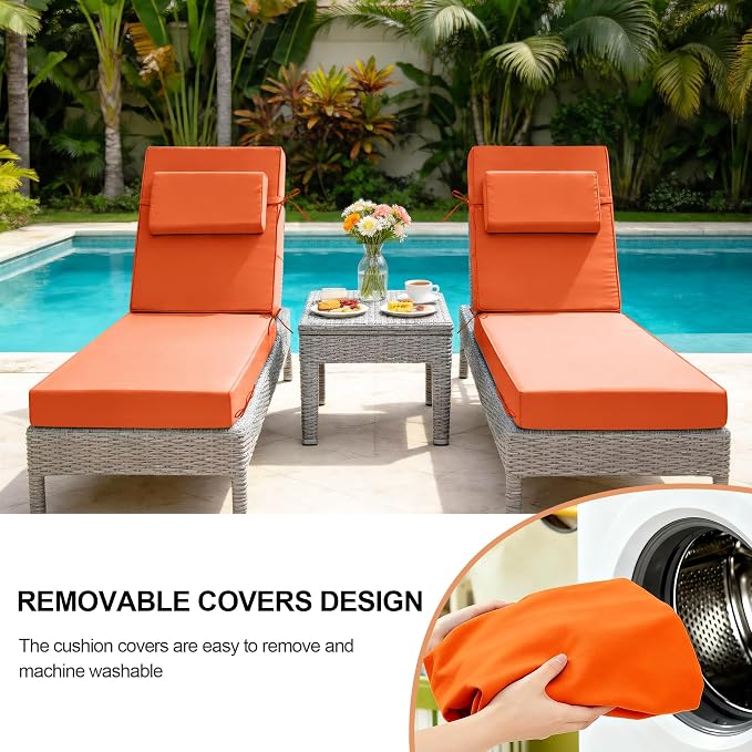 Chaise Lounge Cushions Outdoor 72x21x6 Inch, Fade Resistant 6'' Thicken Outdoor - Image 8