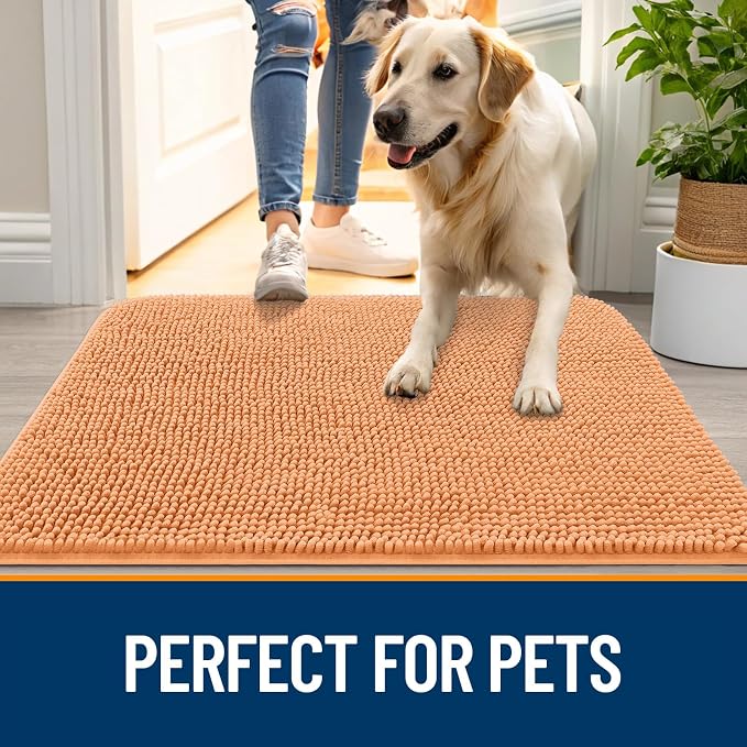 OLANLY Dog Door Mat for Muddy Paws 32x20, Super Absorbent Chenille Mud Mat | - Image 6