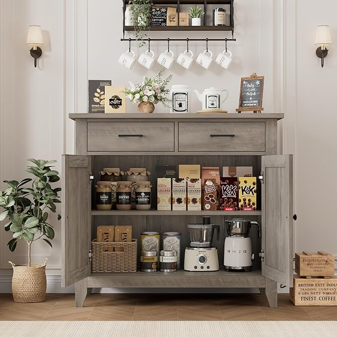 HORSTORS Kitchen Storage Cabinet, Modern Farmhouse Buffet Cabinet - Image 6