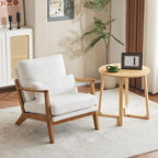 VINGLI Solid Wood Wide Armrests Accent Chair, Upholstered Mid Century Modern - Image 9