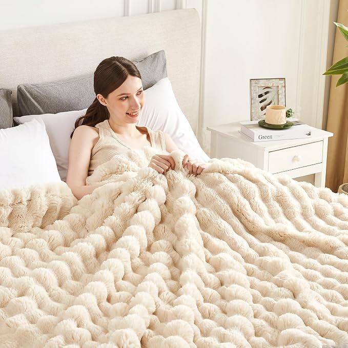 50x60 Inches Ultra-Soft Fuzzy Faux Fur Plush Throw Blanket by Serenhom