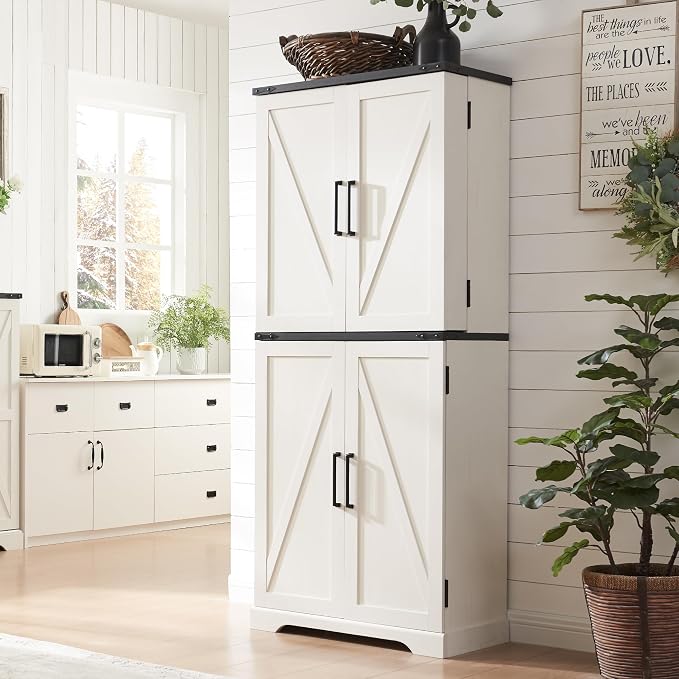 ACCOHOHO 72" Tall Kitchen Pantry, Farmhouse Storage Cabinet by ACCOHOHO
