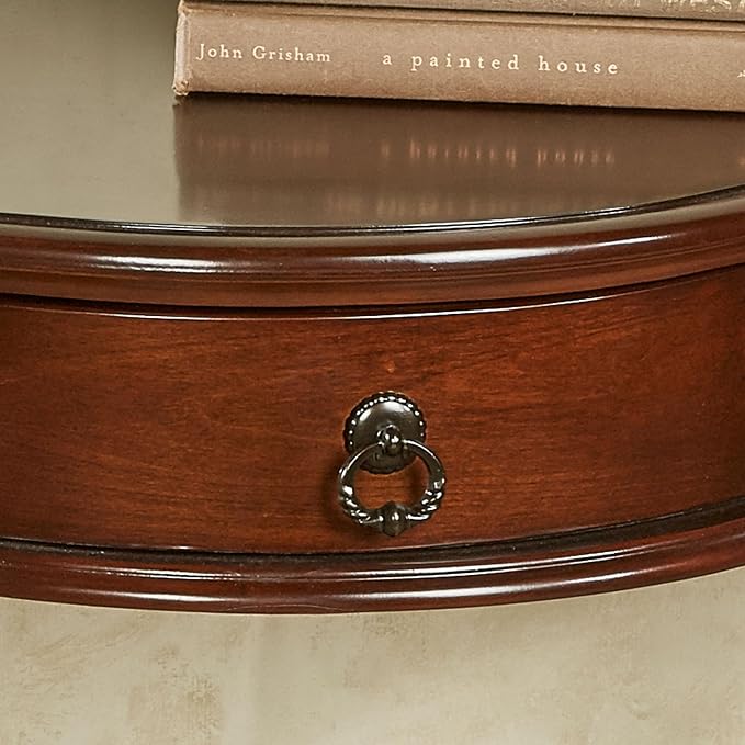 Touch of Class Eudora Natural Cherry Console Table | Half Round Wooden Vintage - Image 4