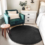 Amdrebio Black Plush Small Round Rug 3Ft - Image 3