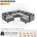 113'' V Shaped Cloud Sectional Sofa, Oversized Deep Seat Couches - Image 2