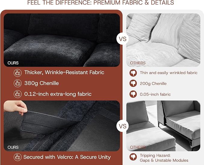 110'' Oversized Cloud Sectional Boneless Couch - Image 3