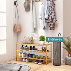 viewcare 3-Tier Long Shoe Rack, Bamboo Wood Shoe Rack - Image 4