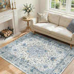 RELEANY Washable Area Rug, Water Repellent, Pet Friendly, Vintage Floral Boho - Image 4