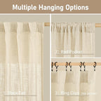 Semi Sheer Beige Linen Curtains 36 Inch Length - Image 2