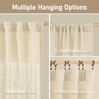 Short Linen Window Curtains 30 Inches Long 2 Panels 34 x 30 Inch | Beige - Image 3