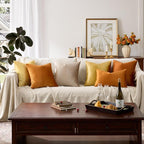 GIGIZAZA Orange Velvet Pillow Covers 22x22 Decorative Pillows Pack of 2 | Throw - Image 8