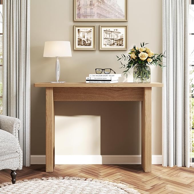 AVZEAR 43.3" Mid Century Narrow Entryway Console Table, Modern Fluted Wood - Image 5