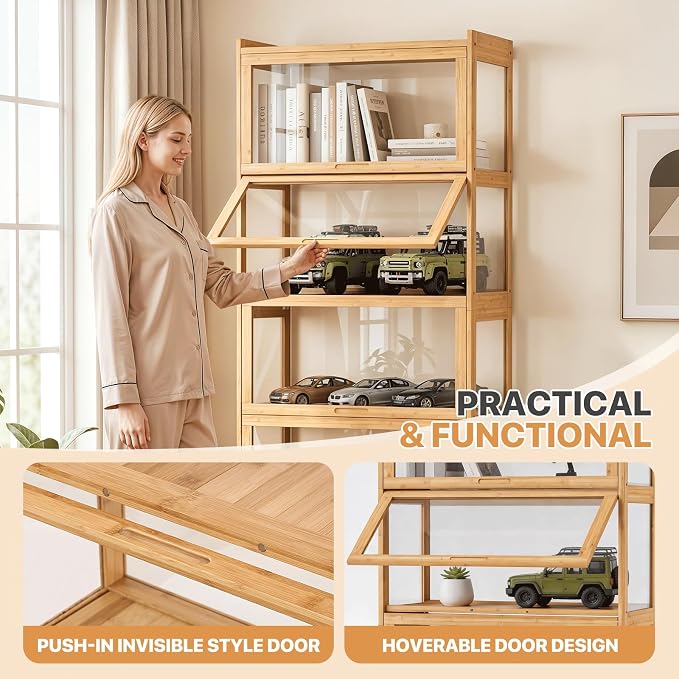 Magshion Display Cabinet with Acrylic Doors, 5-Tier Curio Cabinet - Image 5