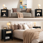 SICOTAS Rattan Nightstand, Farmhouse Night Stands - Image 6