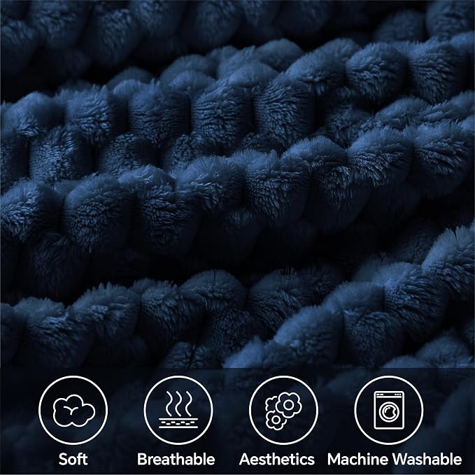BEDELITE Navy Throw Blanket for Couch, Soft Cozy Gifts for Women, 50 * 60 | 3D - Image 3